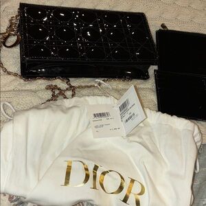 LADY DIOR POUCH PATENT with chain strap, Dior charms, 2 inserts, dustbag, box